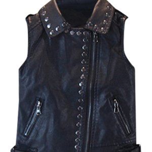 Hayley Little Girls Studded Motorcycle Vest Black